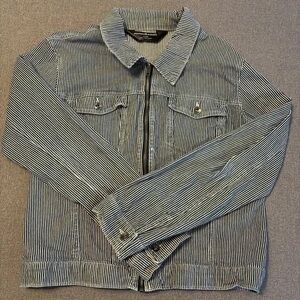 Madewell Black & White Striped Jean Jacket